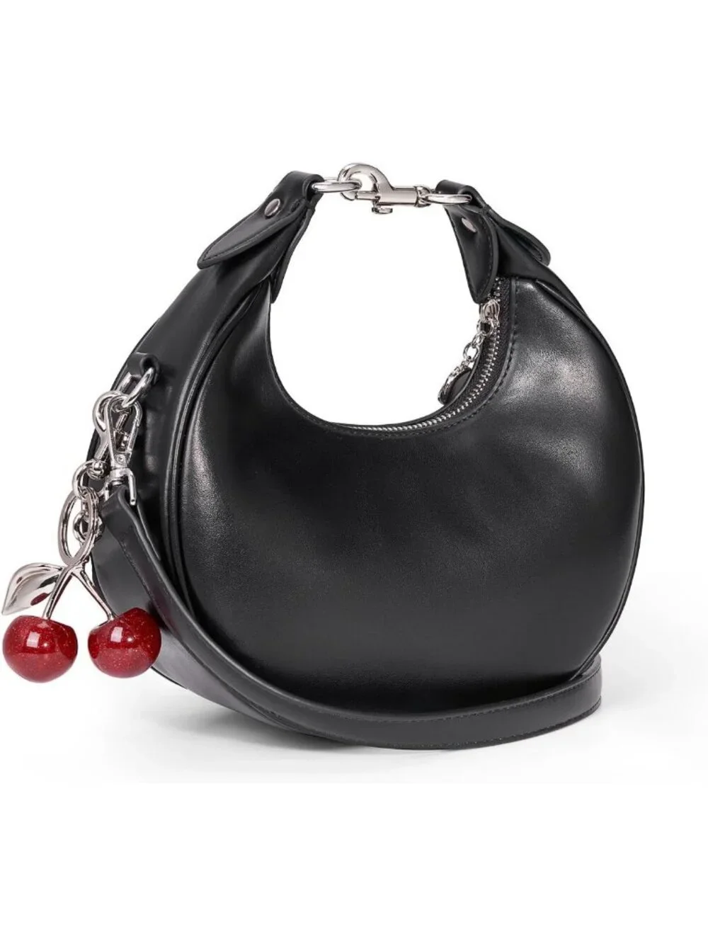 Soft Leather Crescent Bag - Small Shoulder Bag & 3-in-1 Clutch Purse Tote